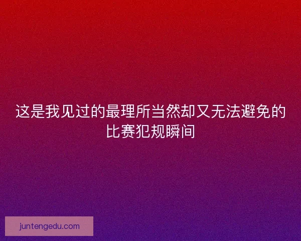 这是我见过的最理所当然却又无法避免的比赛犯规瞬间