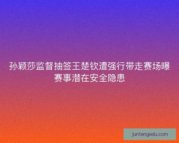 孙颖莎监督抽签王楚钦遭强行带走赛场曝赛事潜在安全隐患